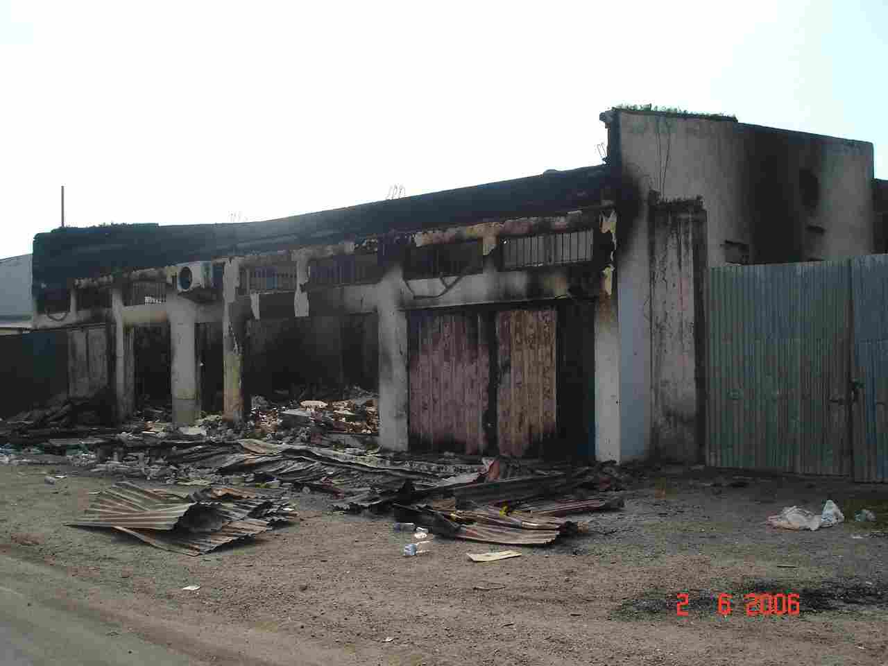 Burnt supermarket in Dili
